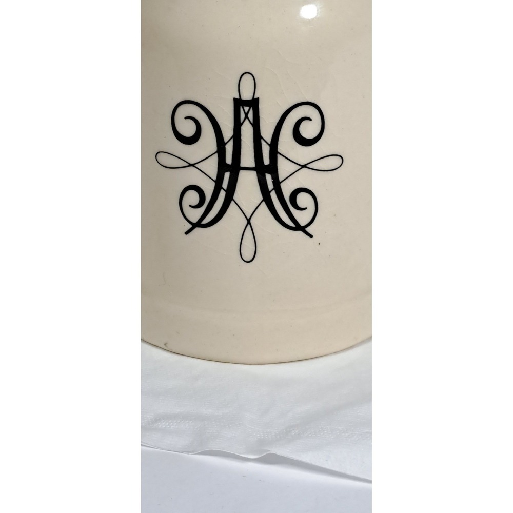 Unique Beige Mug With Ornate Black Monogram‎